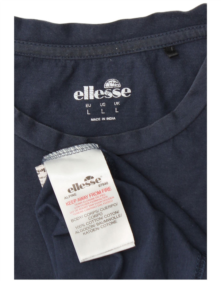 Ellesse - Camiseta gráfica para hombre, talla grande, algodón azul marino