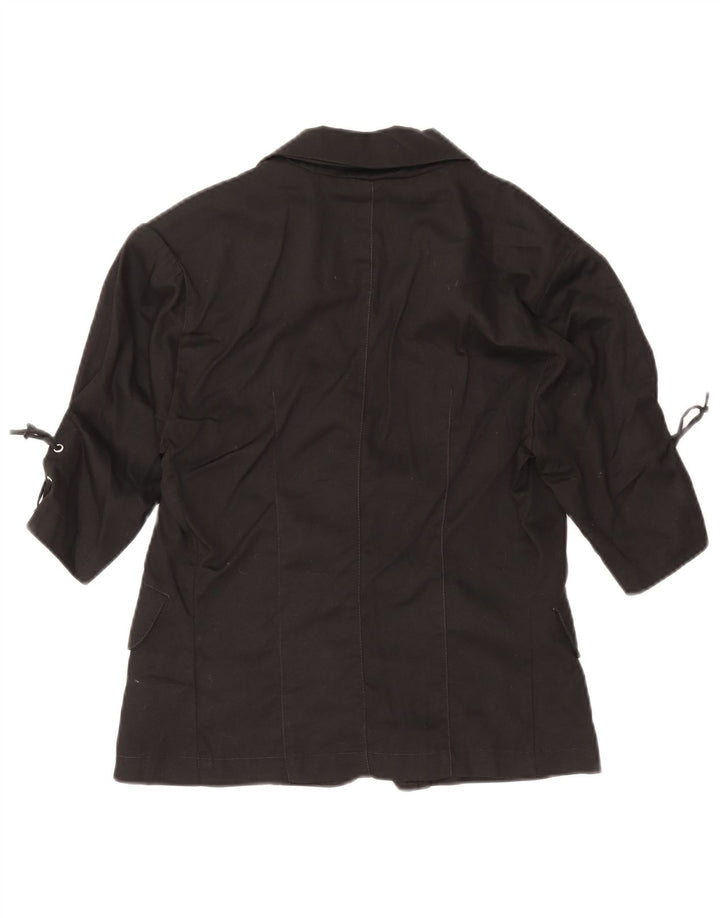 Nitya Chaqueta Blazer de Manga 3/4 con 3 Botones para Mujer IT 40 Small Black Cotton