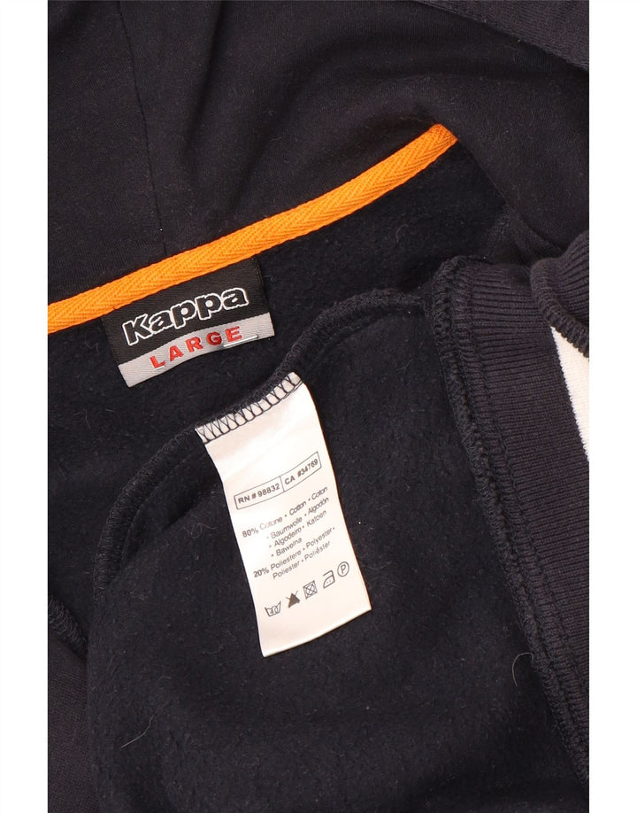 Kappa Mens Graphic Zip Sudadera con capucha suéter grande negro algodón