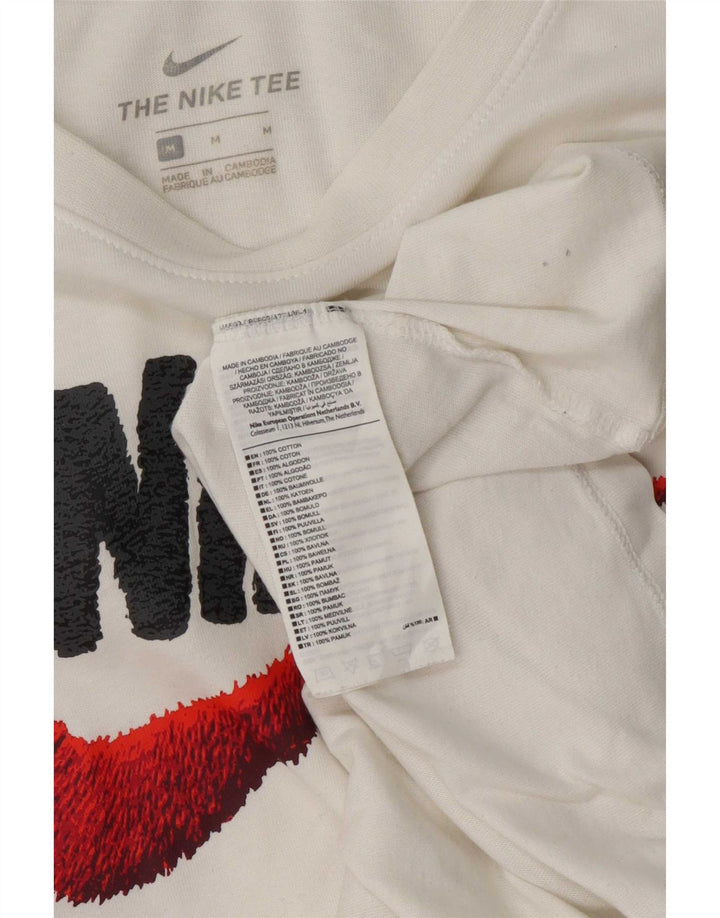 Nike Camiseta gráfica para hombre Top mediano de algodón blanco
