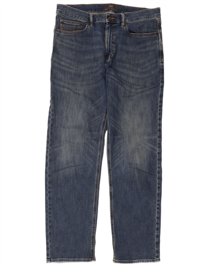 Marks & Spencer Vaqueros rectos para hombre W34 L31 Algodón azul