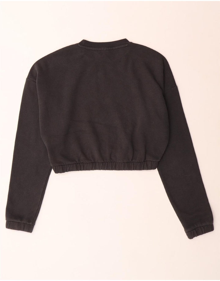 ADIDAS Mujer Crop Oversize Sudadera Jumper UK 8/10 Pequeño Algodón Gris