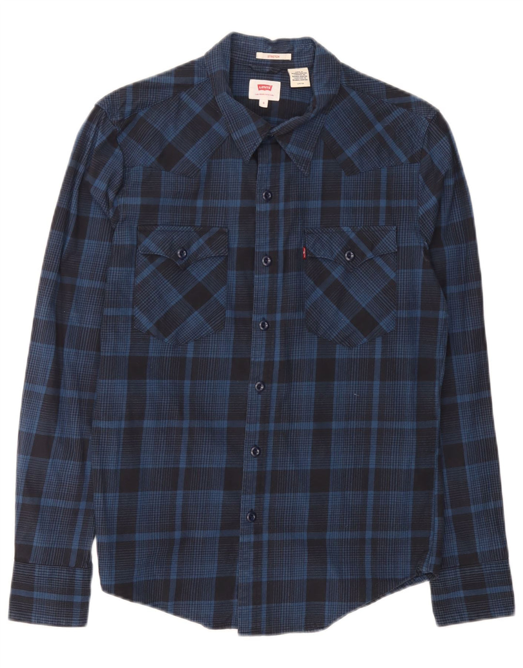 Camisa Levi's para hombre pequeña de algodón a cuadros azul marino