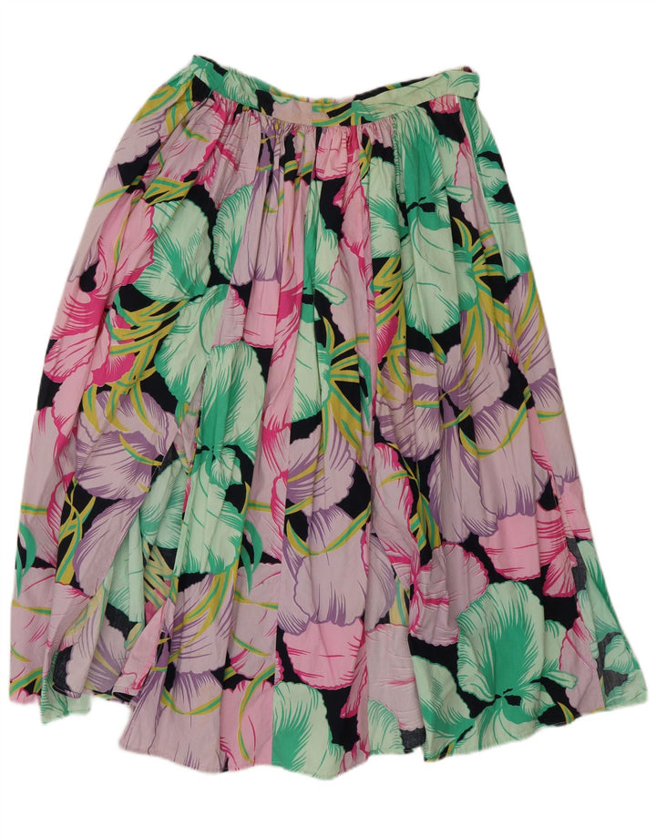 Vintage mujer cintura alta falda acampanada W26 pequeño floral multicolor