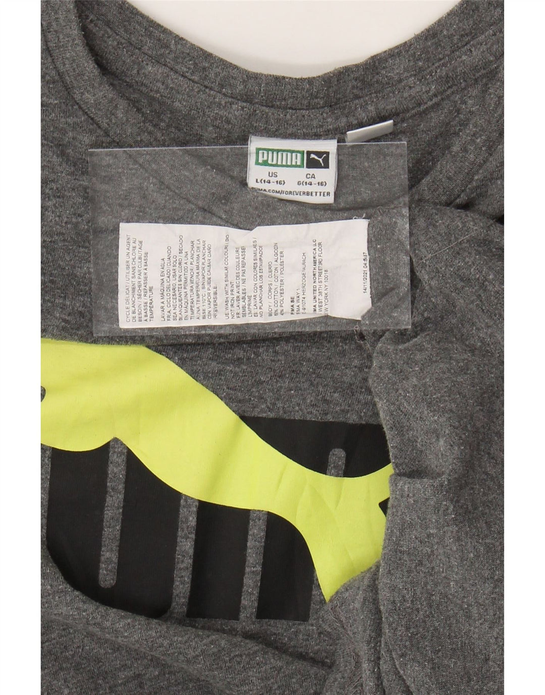 PUMA Camiseta gráfica para niños 14-15 años Grande Gris Algodón