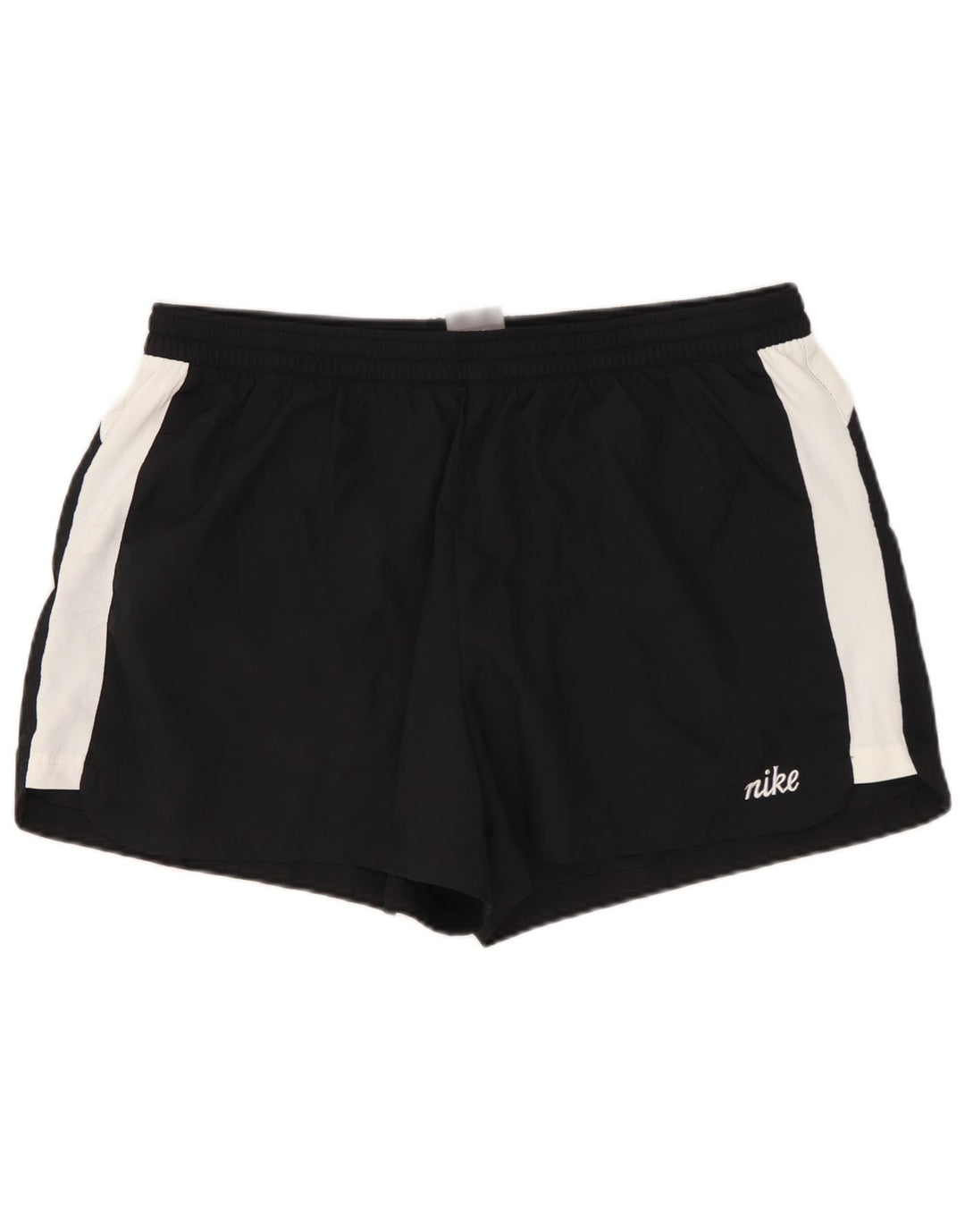 NIKE Pantalones cortos deportivos para mujer US 12/14 Grande Negro Colorblock Poliéster