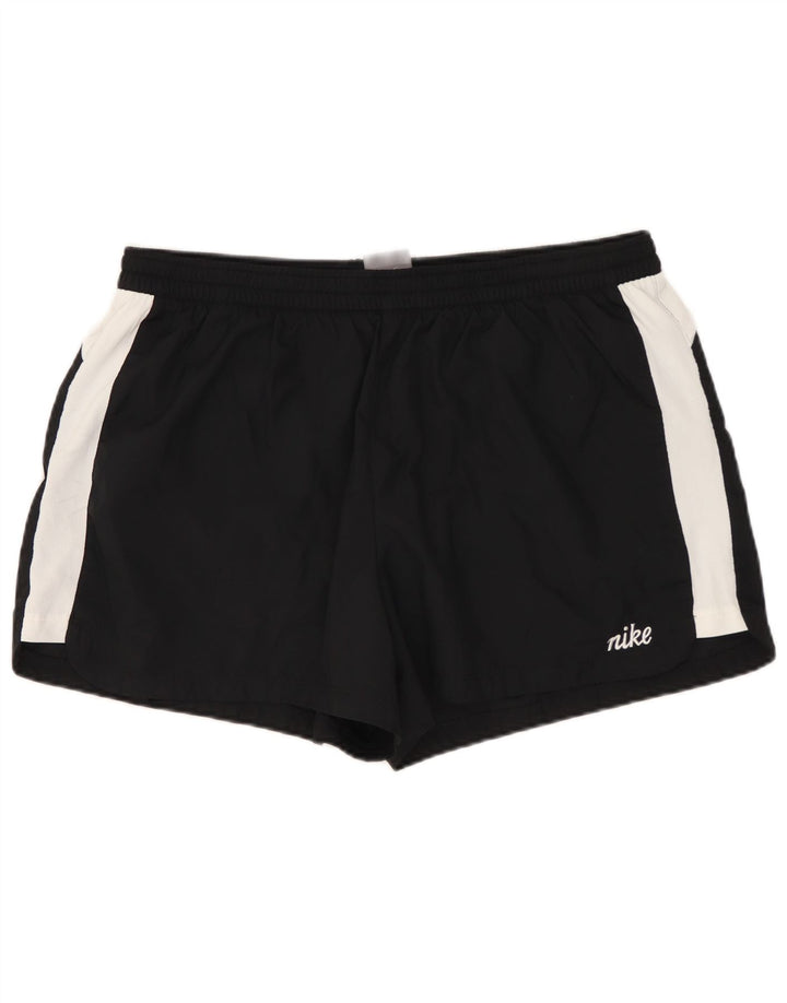 NIKE Pantalones cortos deportivos para mujer US 12/14 Grande Negro Colorblock Poliéster