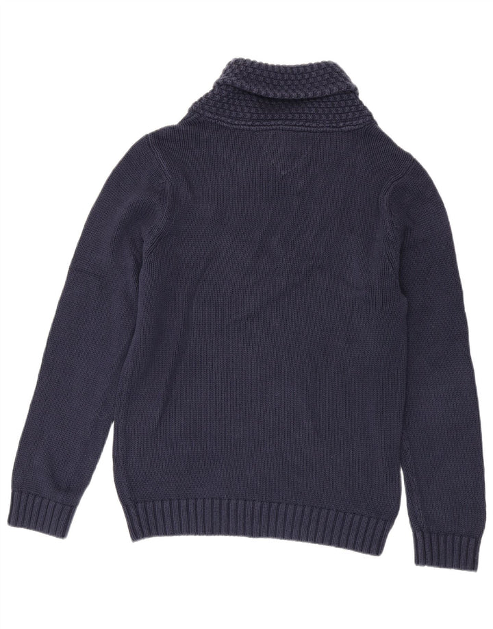 Tommy Hilfiger Suéter con cuello tipo chal para hombre Azul marino mediano