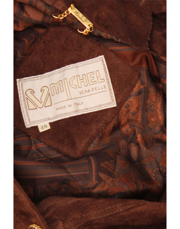 MICHEL Abrigo cortavientos de ante extragrande para mujer IT 48 XL Marrón