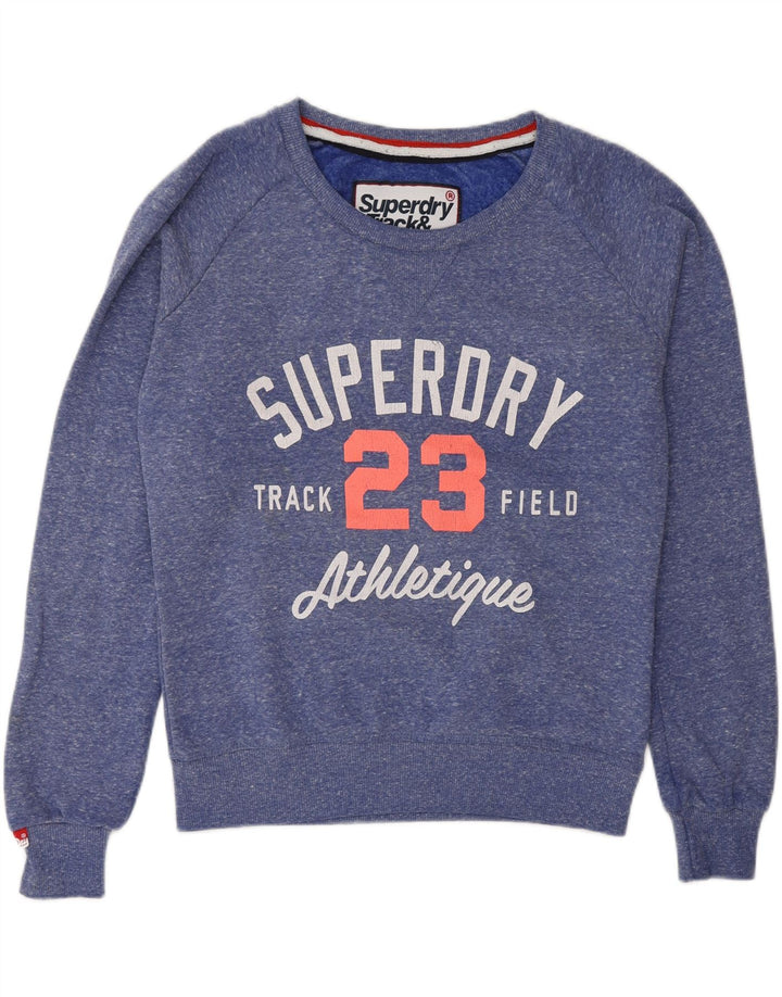 SUPERDRY Jersey de sudadera de atletismo para mujer UK 44 Medio azul moteado