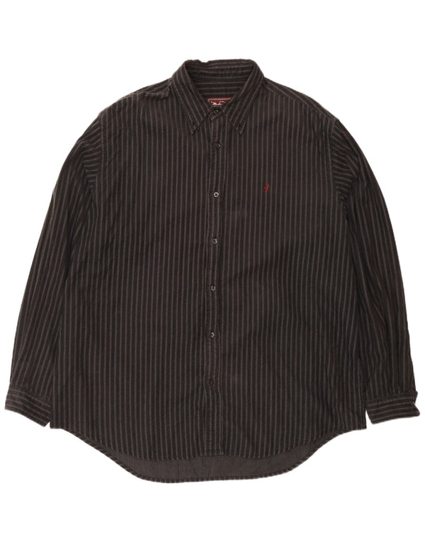 Camisa Marlboro Classics para hombre 2XL Algodón a rayas marrón