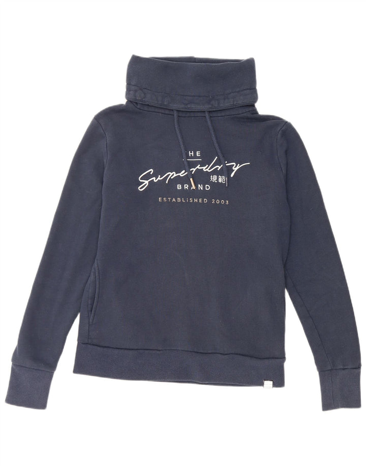 SUPERDRY Sudadera con estampado gráfico extragrande para mujer UK 10 Small Azul marino