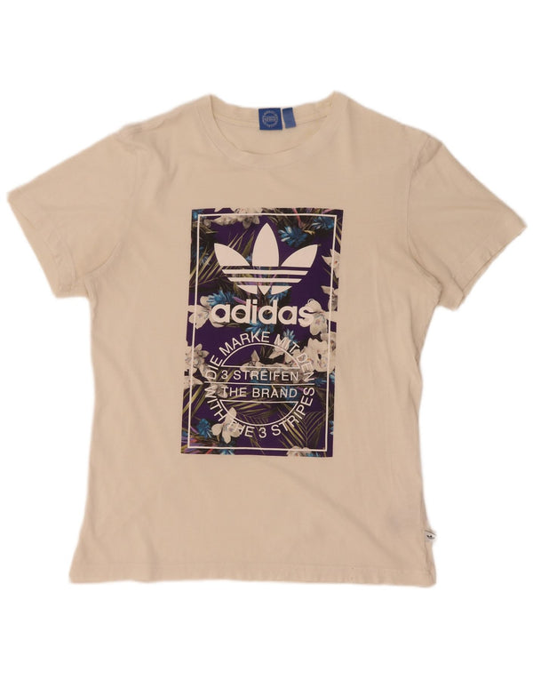 Adidas Camiseta gráfica para hombre Top UK 14 Medium Off White Cotton