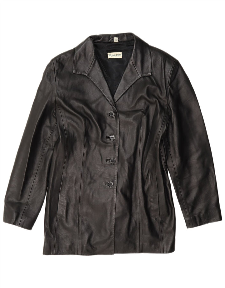 Sardar Chaqueta Blazer de Cuero Woodlands para Mujer UK 46 Grande Negro
