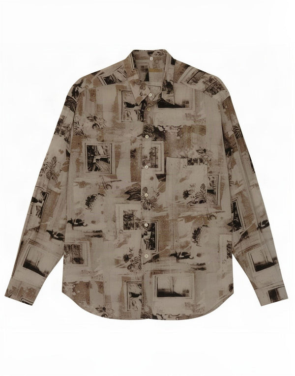 Camisa vintage para hombre grande multicolor floral