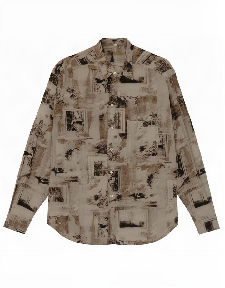 Camisa vintage para hombre grande multicolor floral