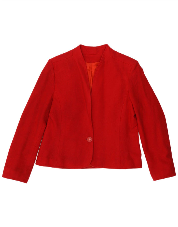Vintage mujer 1 botón Blazer chaqueta Reino Unido 12 rojo medio