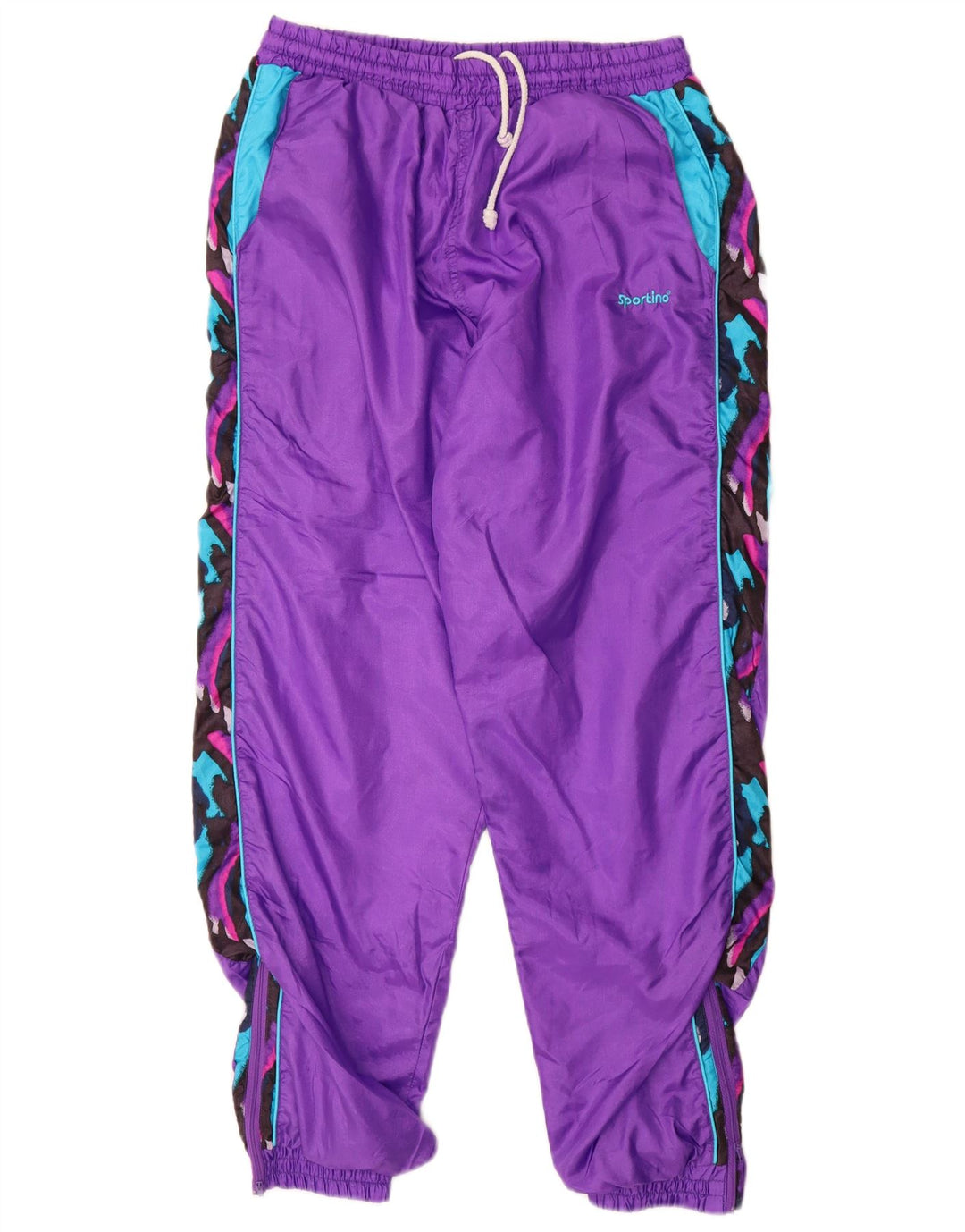 VINTAGE Pantalones de chándal para hombre Joggers Medium Purple Colourblock Nylon