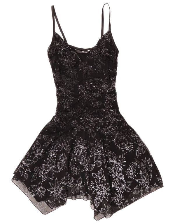 Jane Norman Vestido asimétrico sin mangas para mujer UK 44 Mediano Negro Floral