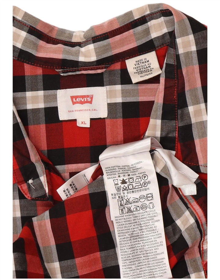 Camisa Levi's Hombre XL Algodón Cuadros Rojos