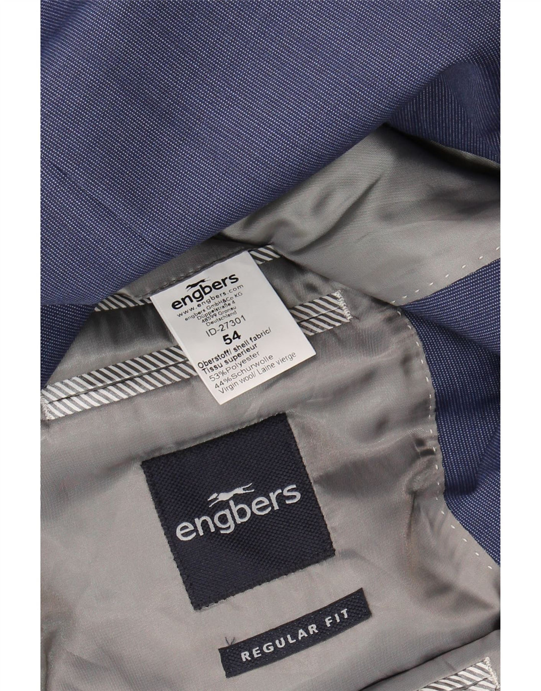 Engbers Chaqueta tipo blazer de 2 botones para hombre IT 54 2XL Poliéster azul