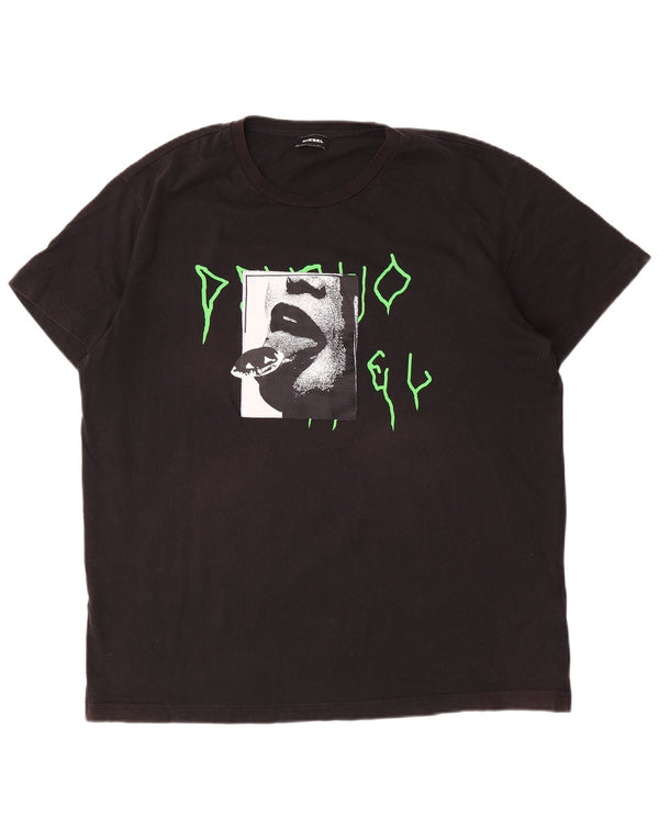 Diesel Camiseta gráfica para hombre Top 2XL Algodón negro
