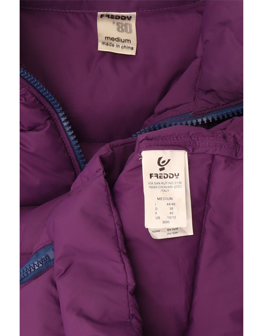 Freddy Chaqueta Acolchada Gráfica para Mujer UK 42 Medium Nylon Púrpura