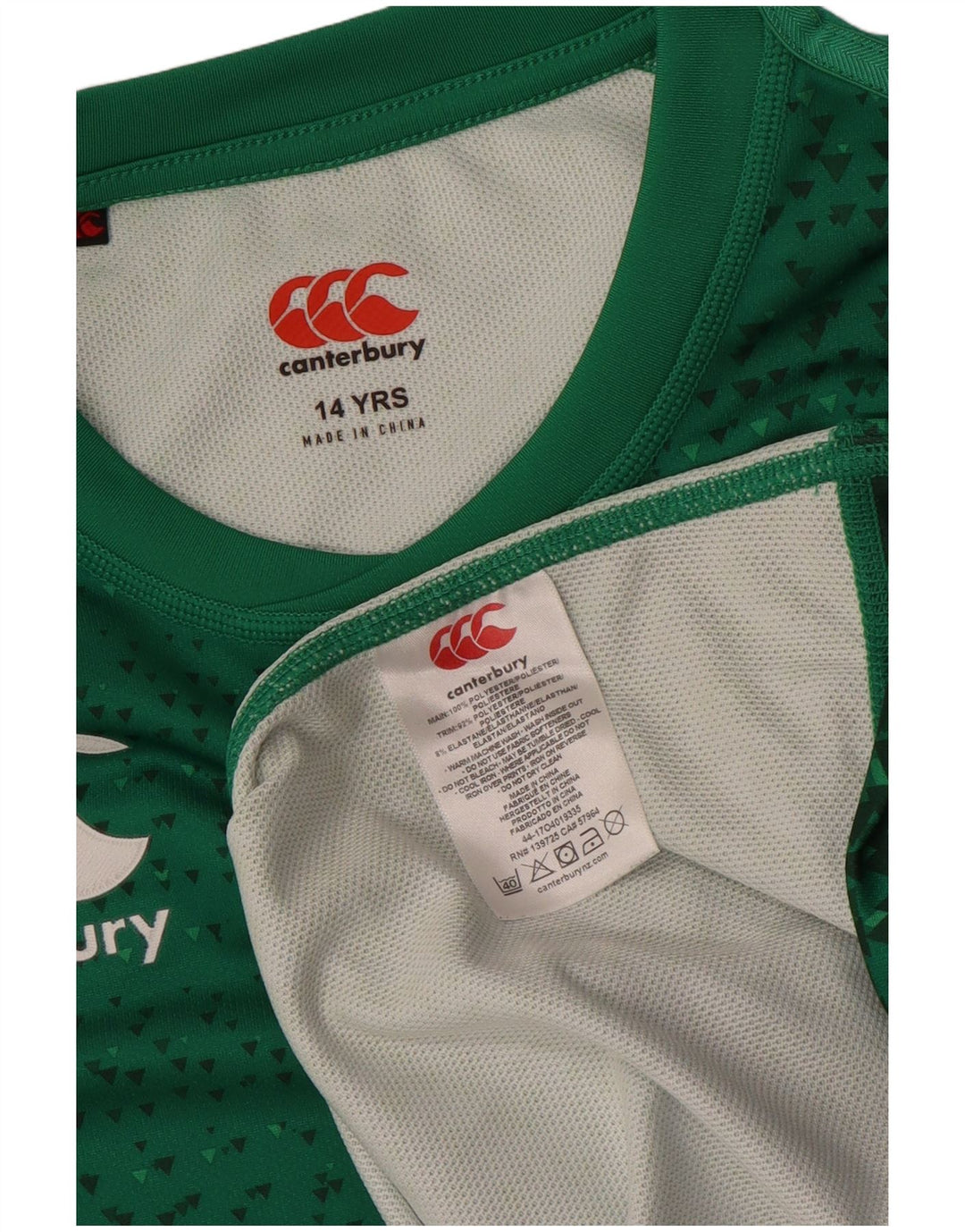 CANTERBURY Camiseta gráfica IRFU para niños 13-14 años Verde Geométrico