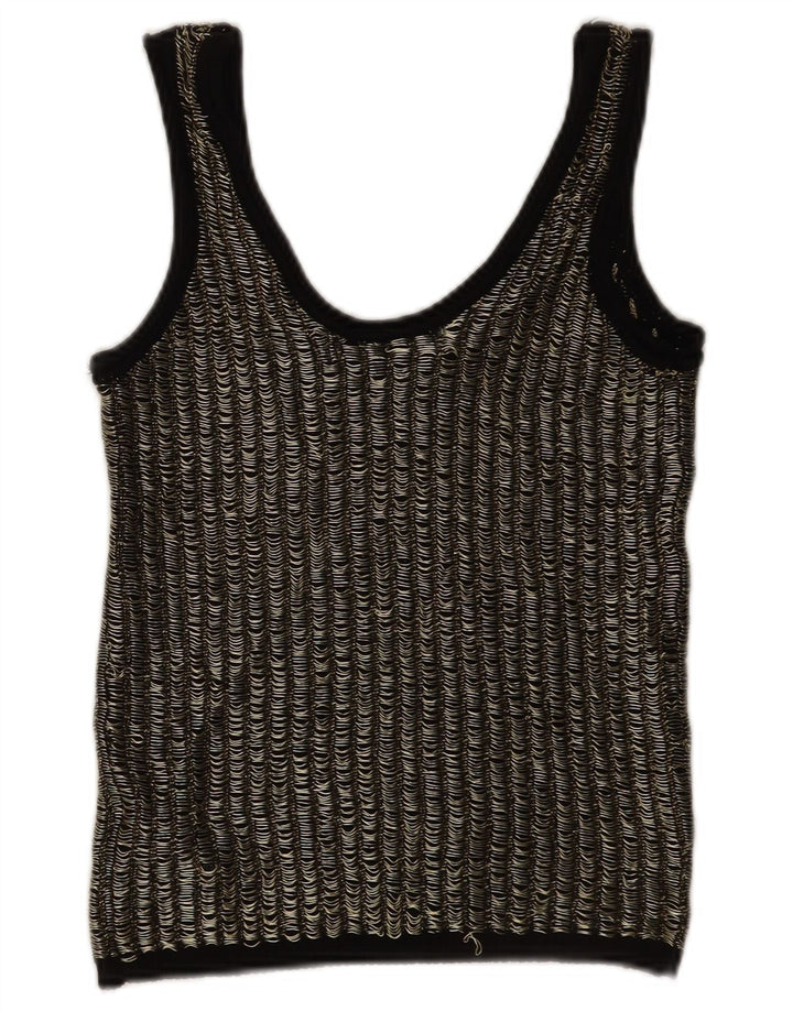 Zara Mujer Crop Vest Top UK 40 Medium Viscosa A Rayas Negras