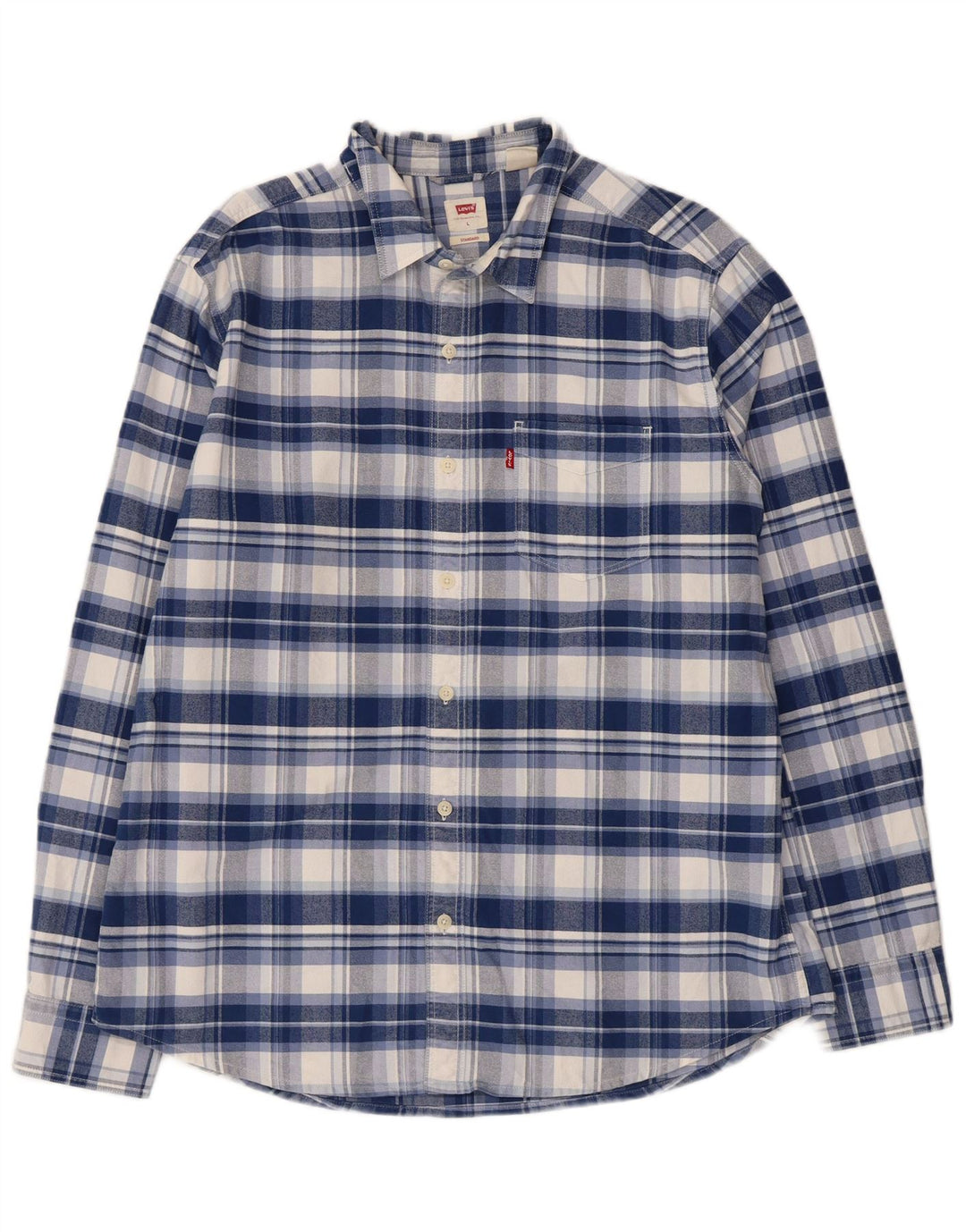 LEVI'S Camisa de franela de ajuste estándar para hombre Algodón a cuadros azules grandes