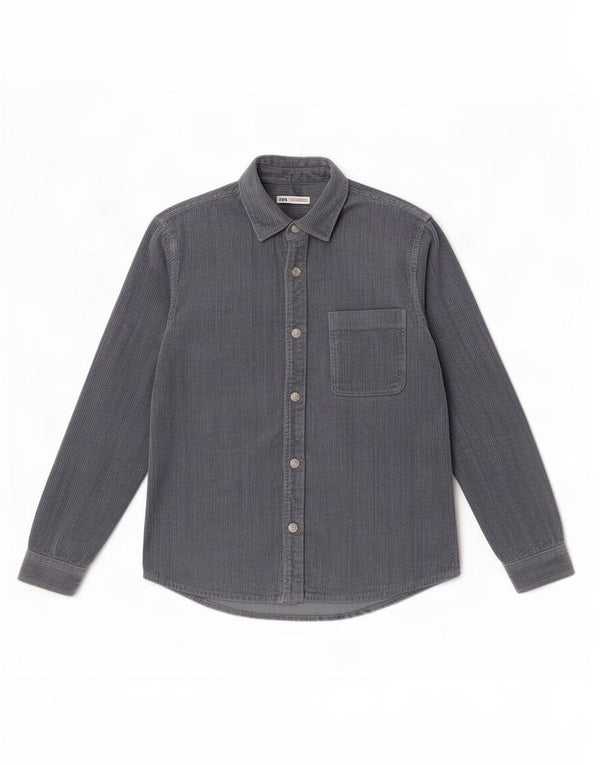Zara Hombre Camisa Pana Algodón Azul Medio