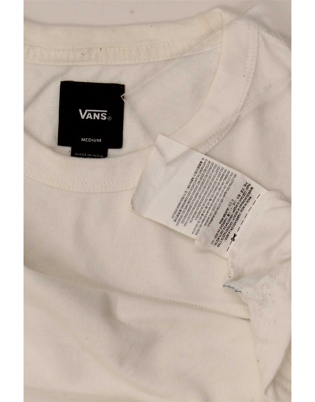 Vans Hombre Camiseta gráfica Top Medium White Colorblock Cotton