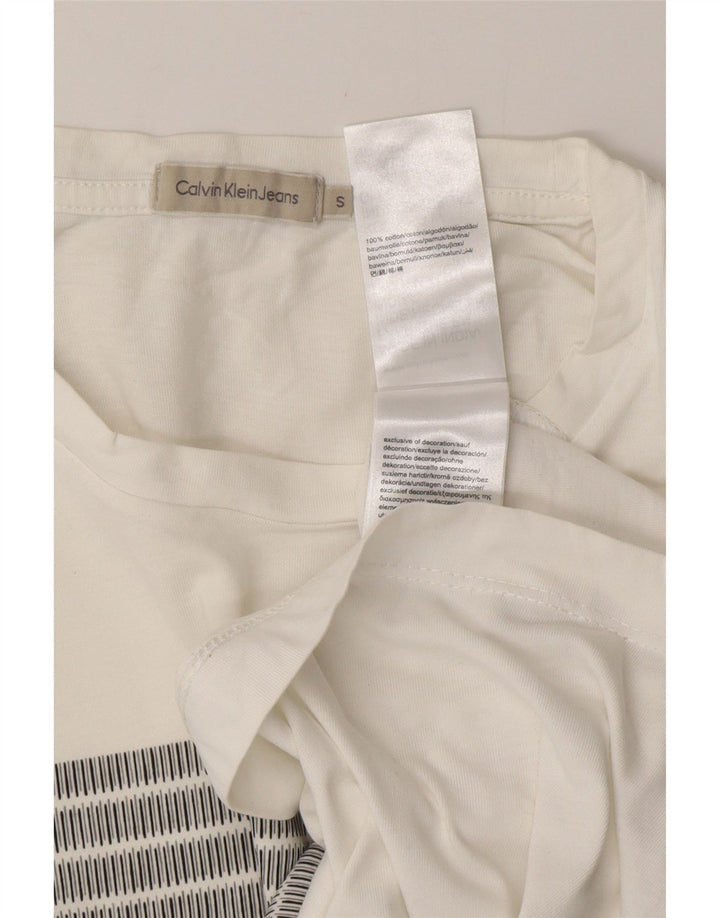CALVIN KLEIN JEANS Camiseta gráfica para hombre Top Small White Cotton