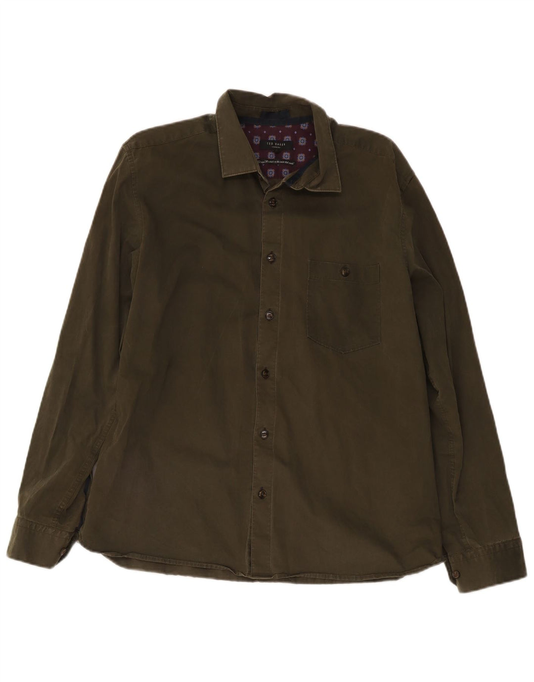 Ted Baker Camisa para hombre Talla 5 XL Algodón caqui