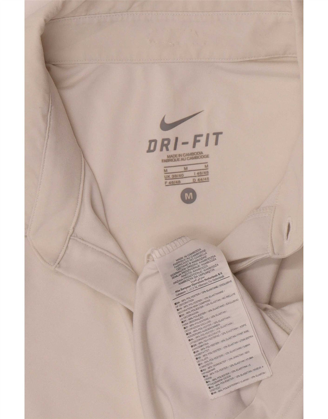 Nike Polo Dri Fit para hombre UK 38/40 Medio Blanco Colorblock Poliéster