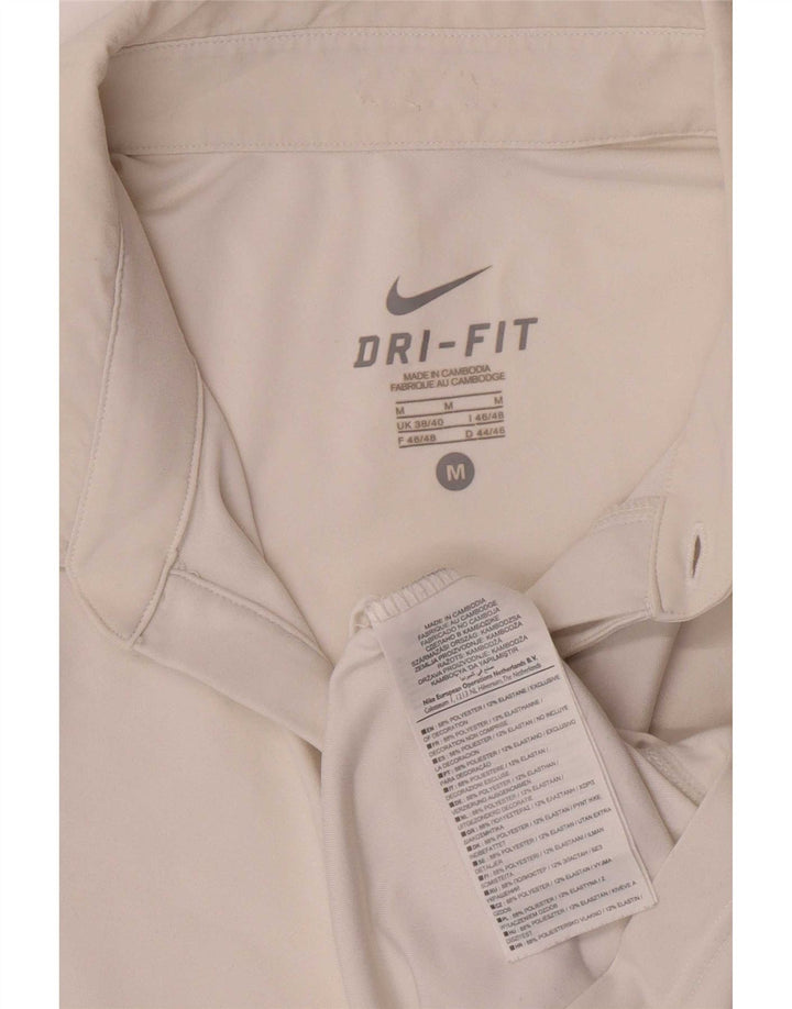 Nike Polo Dri Fit para hombre UK 38/40 Medio Blanco Colorblock Poliéster