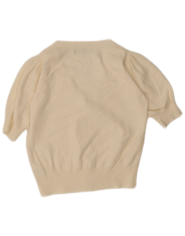 Marks & Spencer Jersey Bolero de Manga Corta para Mujer UK 10 Small Off White