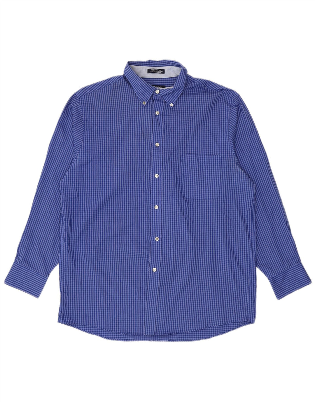 Chaps Camisa de ajuste clásico para hombre, talla 16 16 1/2 grande, algodón a cuadros azul