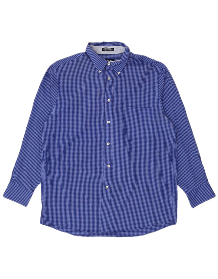 Chaps Camisa de ajuste clásico para hombre, talla 16 16 1/2 grande, algodón a cuadros azul