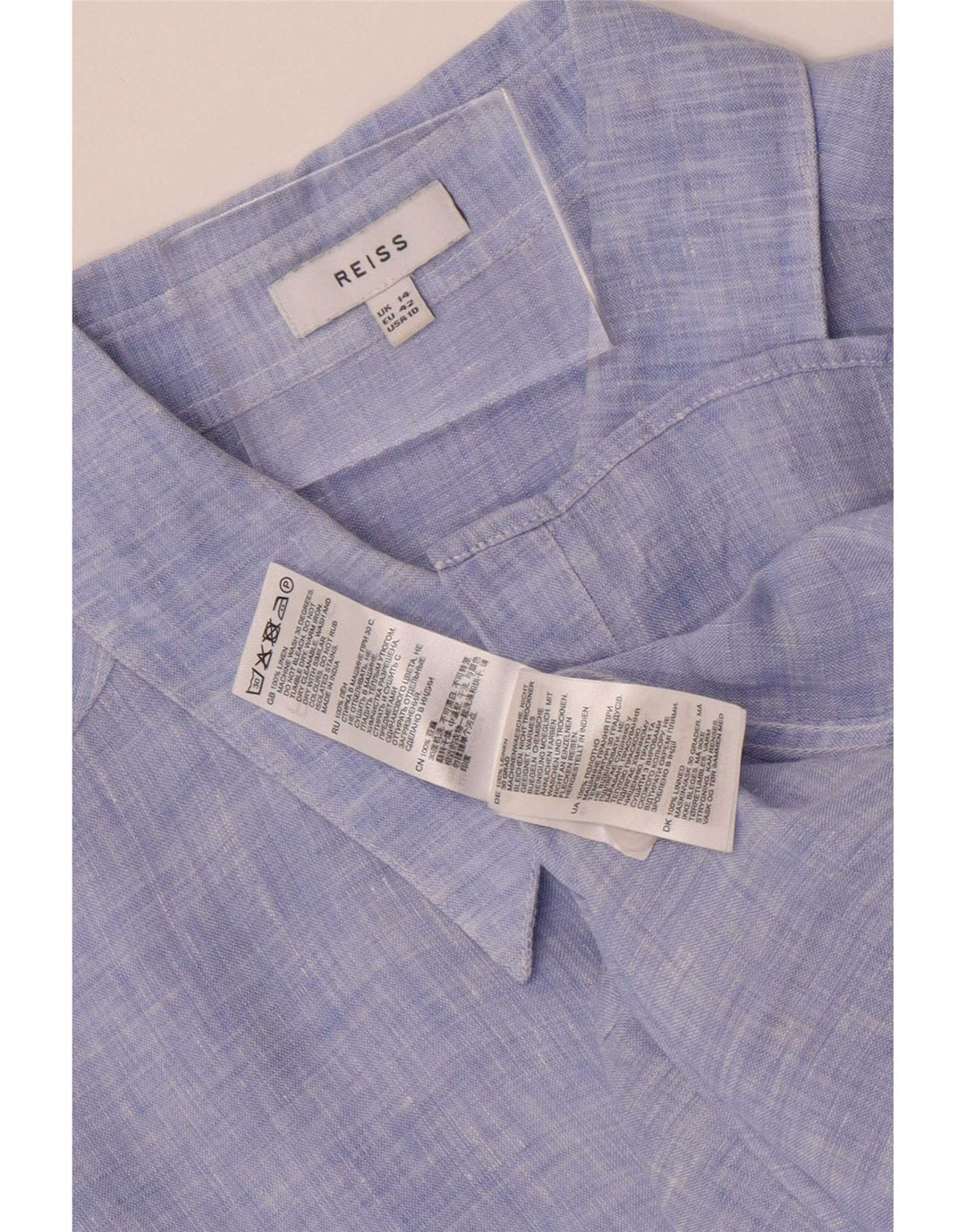 Camisa Reiss para mujer Reino Unido 44 Grande Lino azul