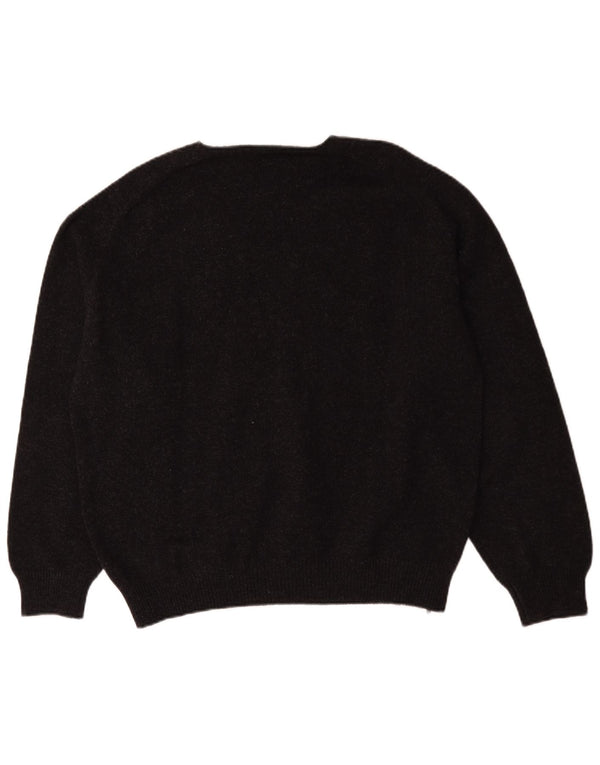 Henry Cottons Jersey con Cuello en V para Hombre de Lana Moteada Negra Grande