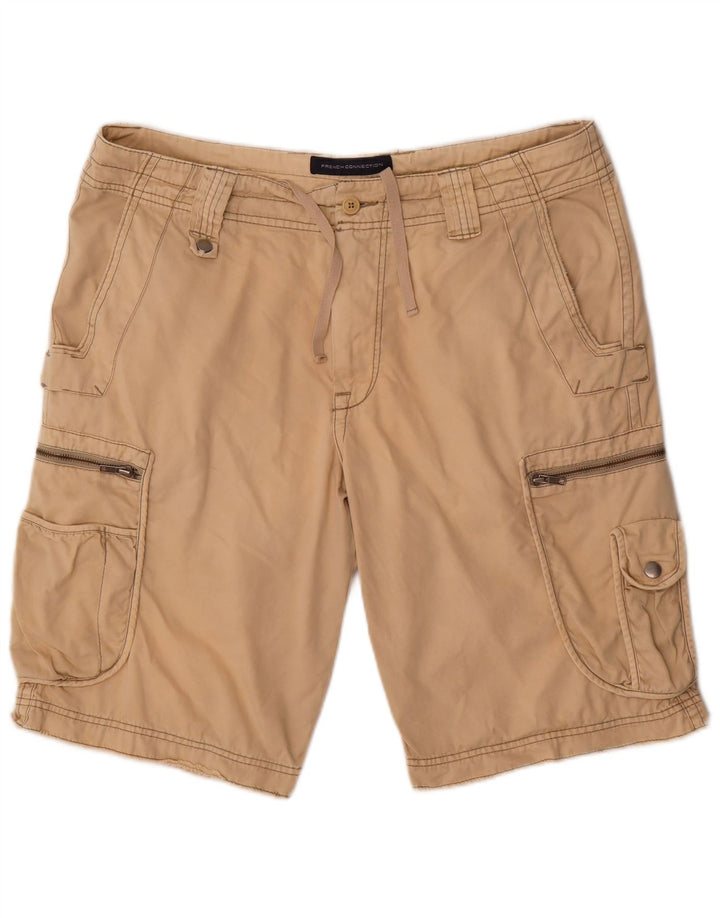 French Connection Pantalones cortos tipo cargo para hombre W38 XL Algodón beige