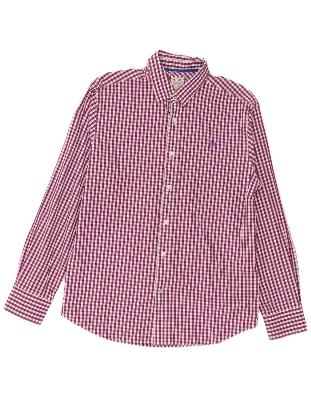 Crew Clothing Camisa para hombre Algodón a cuadros morado grande
