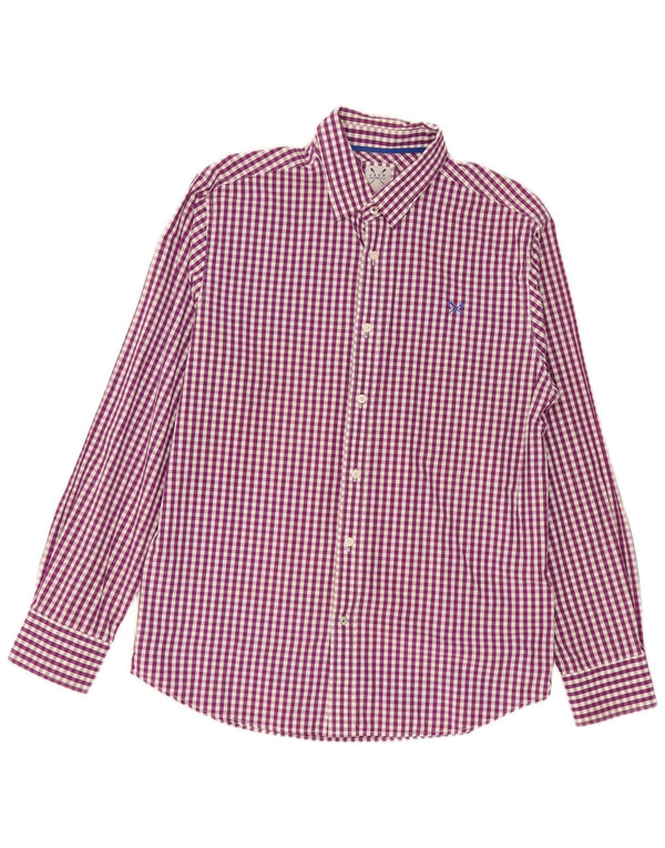 Crew Clothing Camisa para hombre Algodón a cuadros morado grande