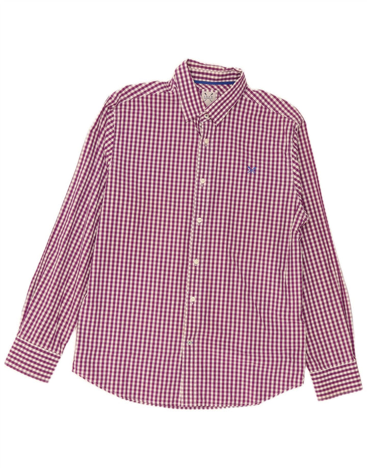 Crew Clothing Camisa para hombre Algodón a cuadros morado grande