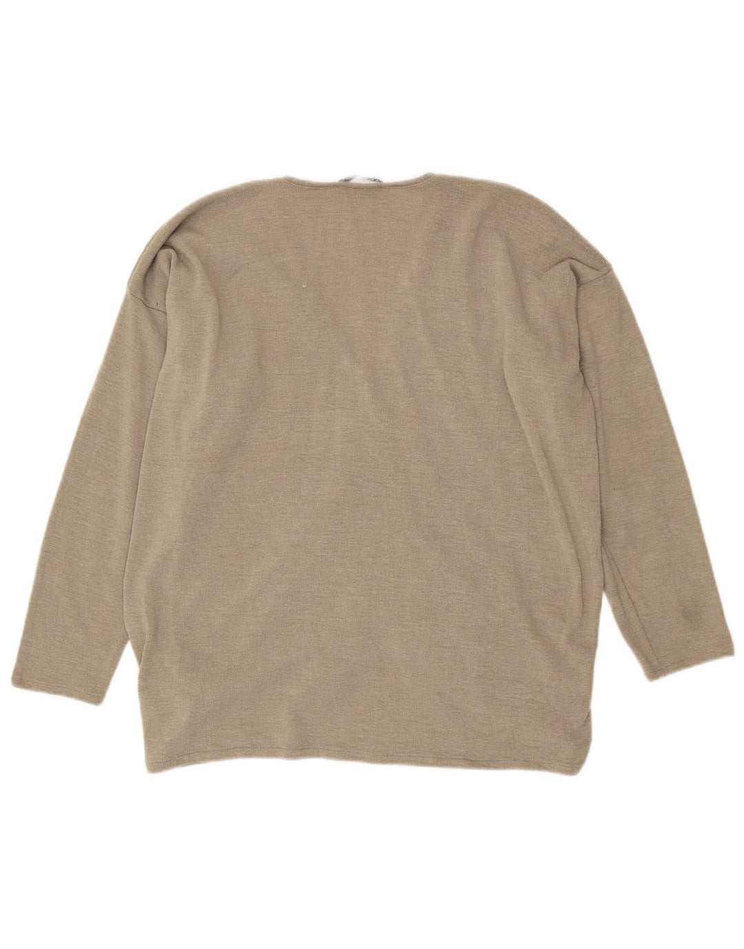 Zara Mujer Top Extragrande Manga Larga UK 42 Poliéster Beige Medio