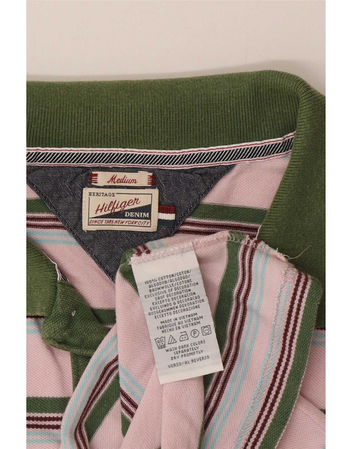 Polo Tommy Hilfiger de algodón a rayas rosa medio para hombre