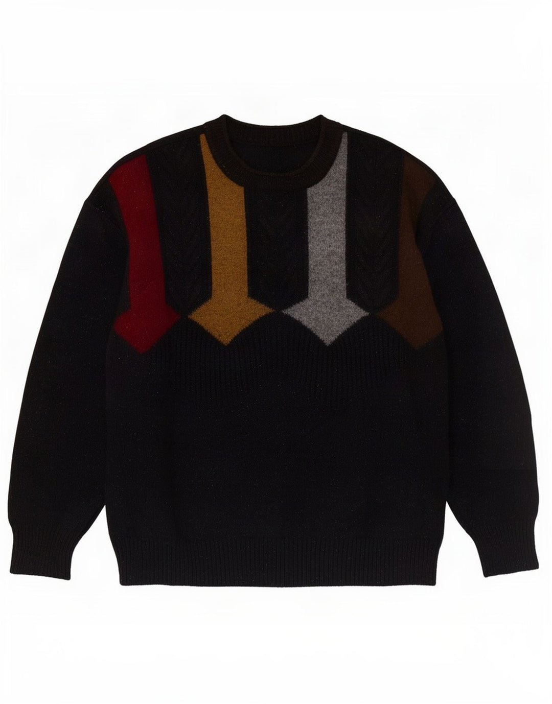 Vintage hombres tortuga cuello jumper suéter grande negro geométrico nueva lana
