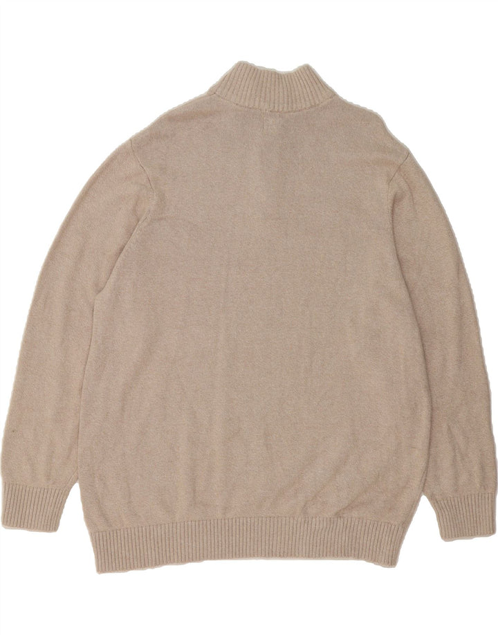 DOCKERS Mens Zip Neck Jumper Sweater 2XL Beige Cotton Vintage Dockers and Second-Hand Dockers from Messina Hembry 