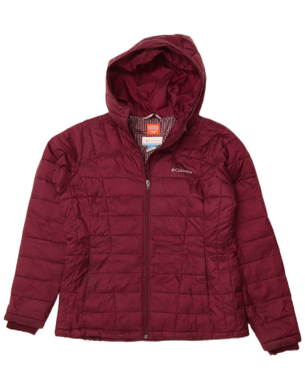 COLUMBIA Chaqueta acolchada con capucha para mujer UK 46 Grande Poliéster burdeos